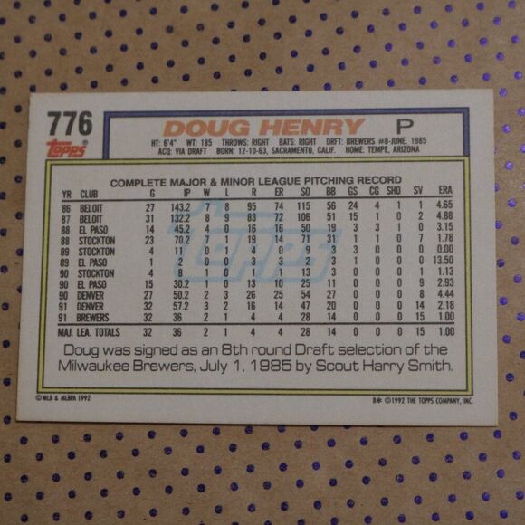 Doug Henry #776 Baseball Card - Picture 2 of 2